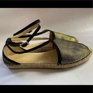 Jimmy Choo Donna Black / Gold Espadrilles